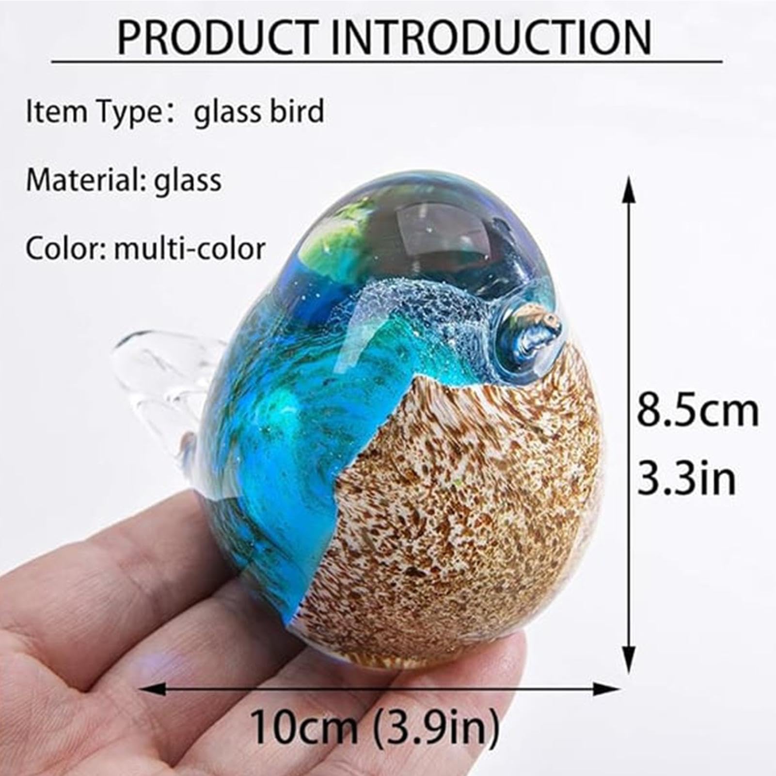 Amazon.co.jp: 吹きブルーガラスの鳥の置物 - アートガラスの動物の